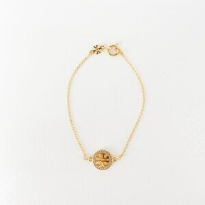 NWT - Tory Burch Gold Logo Disc Chain Bracelet